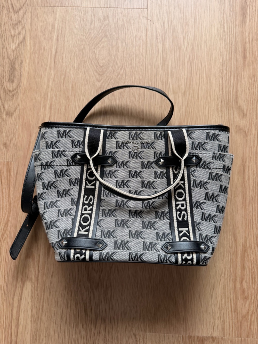 Michael Kors Gray & Black MK Logo Tote